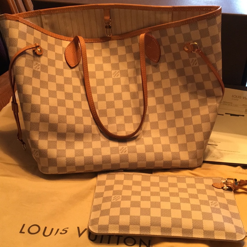 LOUIS VUITTON Neverful medium Azur w/small clutch